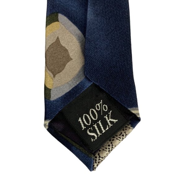 Oscar De La Renta Mens Necktie Blue Red Silk Geometric Pattern Career Church - Picture 4 of 4